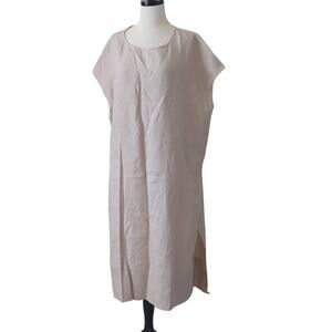 Shantima Dress Womens One Size Flax Linen Natural Midi Neutral Beige Tan Earthy